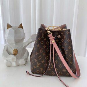 LOUIS VUITTON Monogram NeoNoe Bucket Bag-Pink Interior